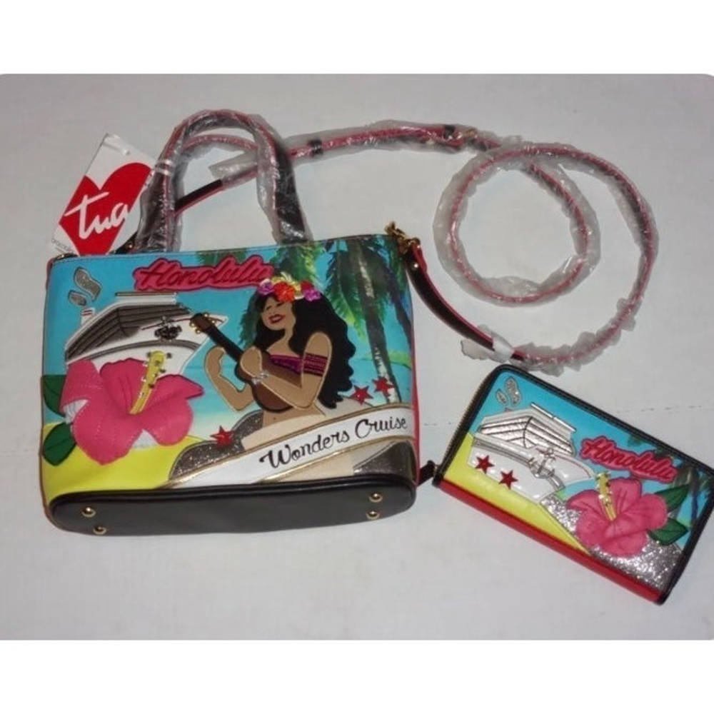 NEW •Braccalini•Wonder Cruise Honolulu Shoulder Bag & Matching Wallet Set - Picture 2 of 8